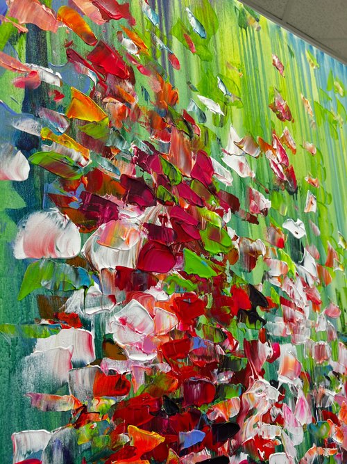 大きな抽象キャンバスアート花の絵画油絵オリジナルリビングルーム