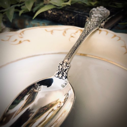 Tiffany アンティーク純銀スプーンEnglish king 1885 居 Tiffany