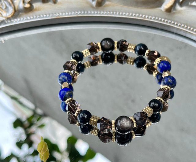 Blue tiger eye gemstone bracelet . blue cheapest tiger eye and gold beaded bracelet . nickel free jewelry . gemstone jewelry . gemstone bracelet .