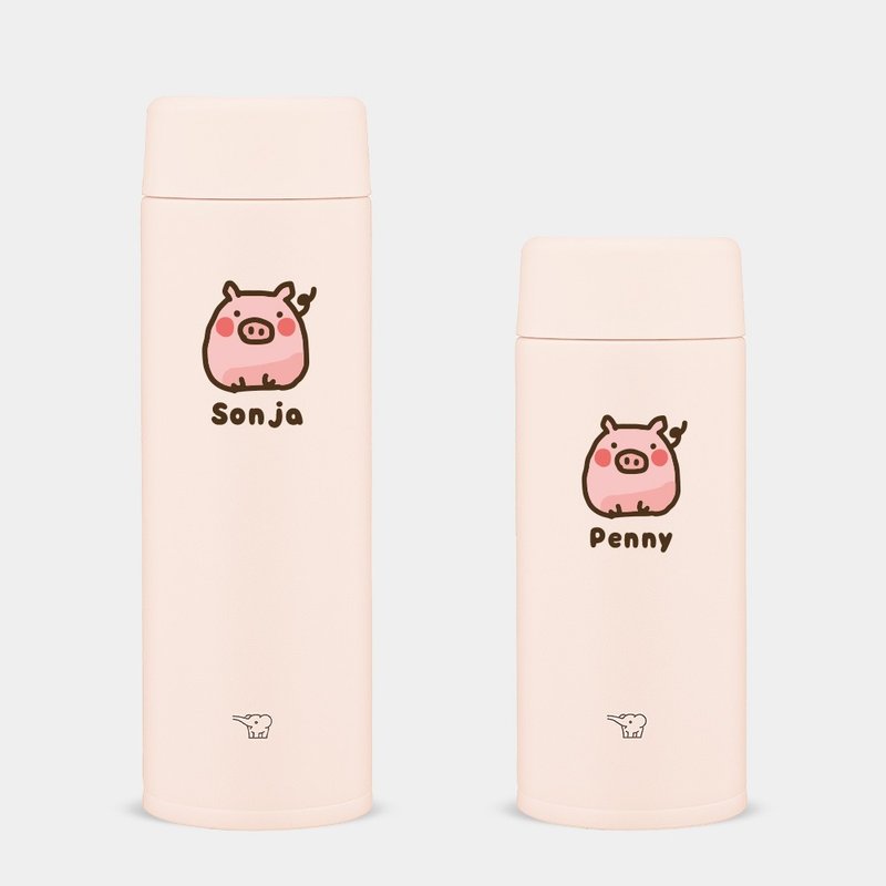 【客製化禮物】粉紅豬 客製化文字 象印不鏽鋼 保溫瓶 PU020 - 保溫瓶/保溫杯 - 不鏽鋼 粉紅色