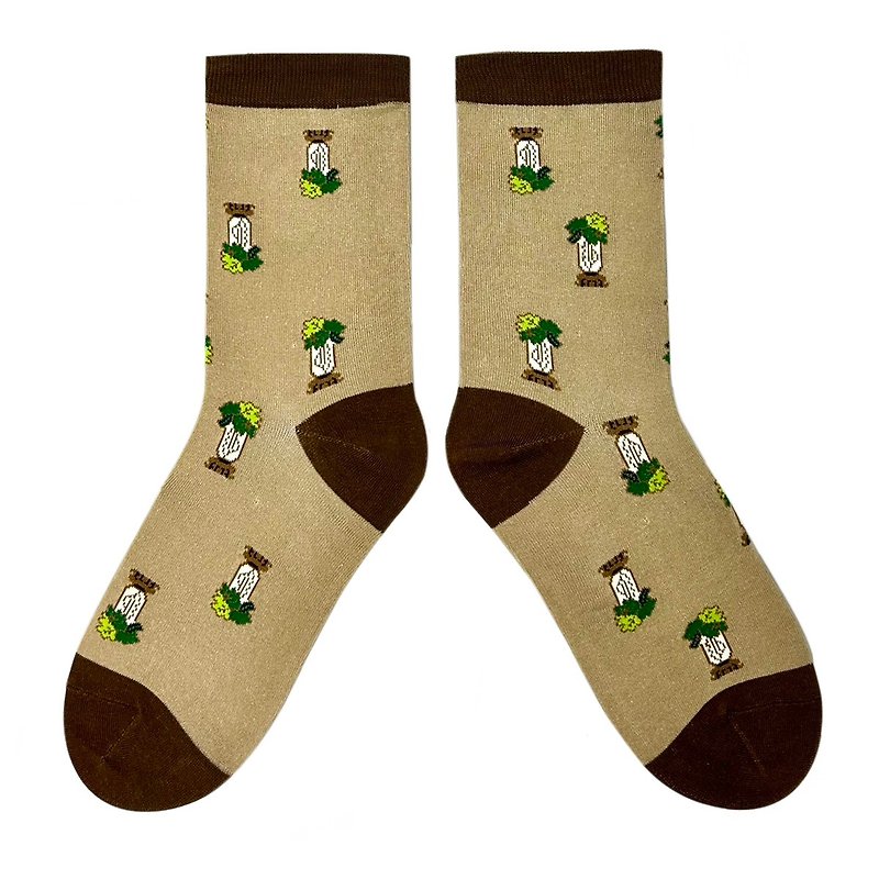 Bast Tag-Jade cabbage - Socks - Cotton & Hemp Khaki