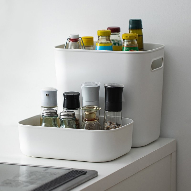 日本霜山 北歐風霧面隙縫型把手收納盒(無蓋)-灰白-3入 - 居家收納/收納盒/儲物盒 - 塑膠 白色