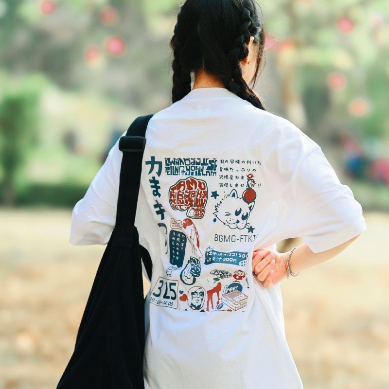 【CREEPS】Fish Market リラックスフィット ヘビーウェイト プリントTシャツ - Tシャツ メンズ - コットン・麻 多色