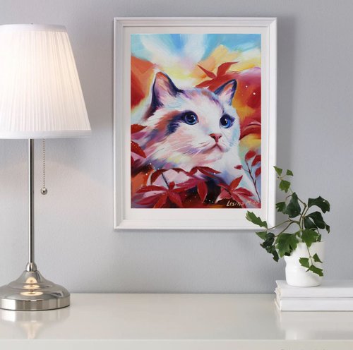 キャンバス油絵 　専用　立ち上がって 外を見ている子猫 019db415a761e75942444c57b98acd