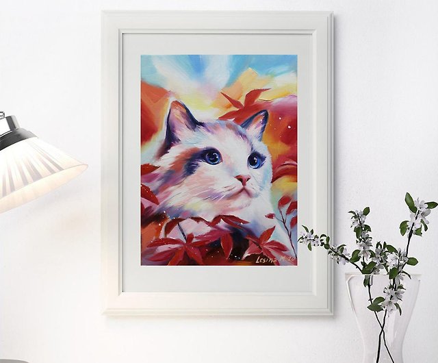 横145×縦202油絵◆画家の描いた絵画作品◆白猫好きな方に♪