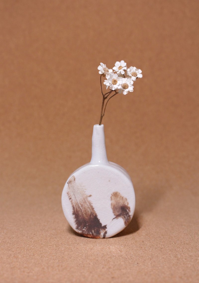 小樹 車輪餅 小花器 12 - 花瓶/陶器 - 陶 白色