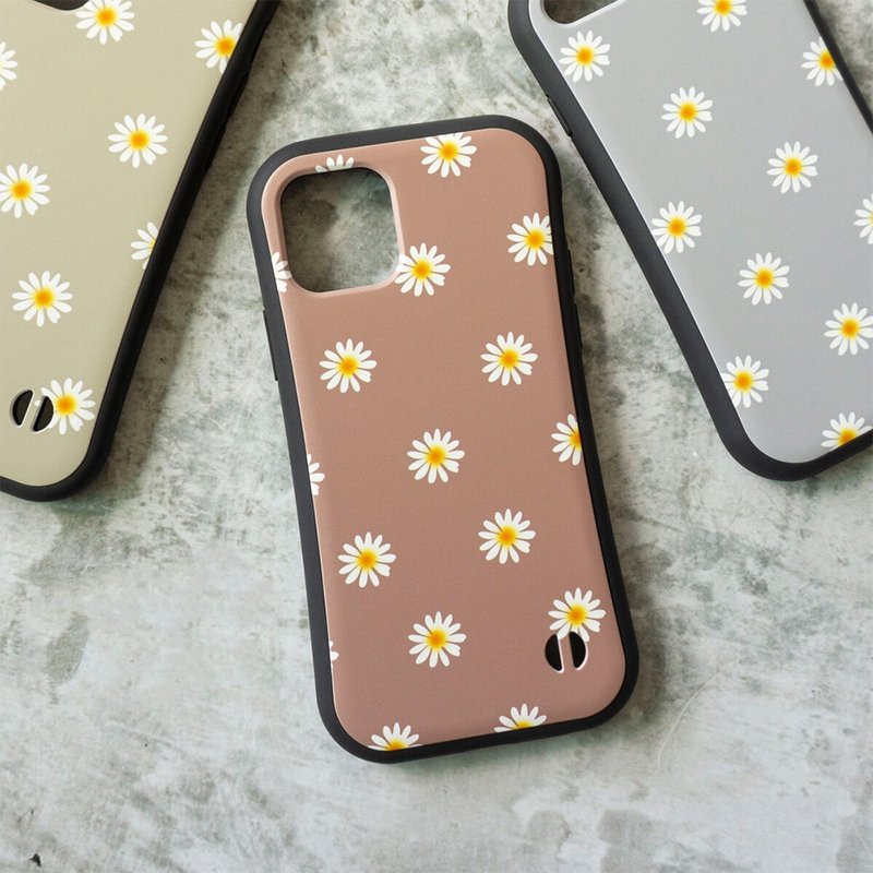 เคส iPhone ลายดอกมาร์กาเร็ต ทรง S-Line กันกระแทก สีลาเต้ PM01 - เคส/ซองมือถือ - พลาสติก สีเทา