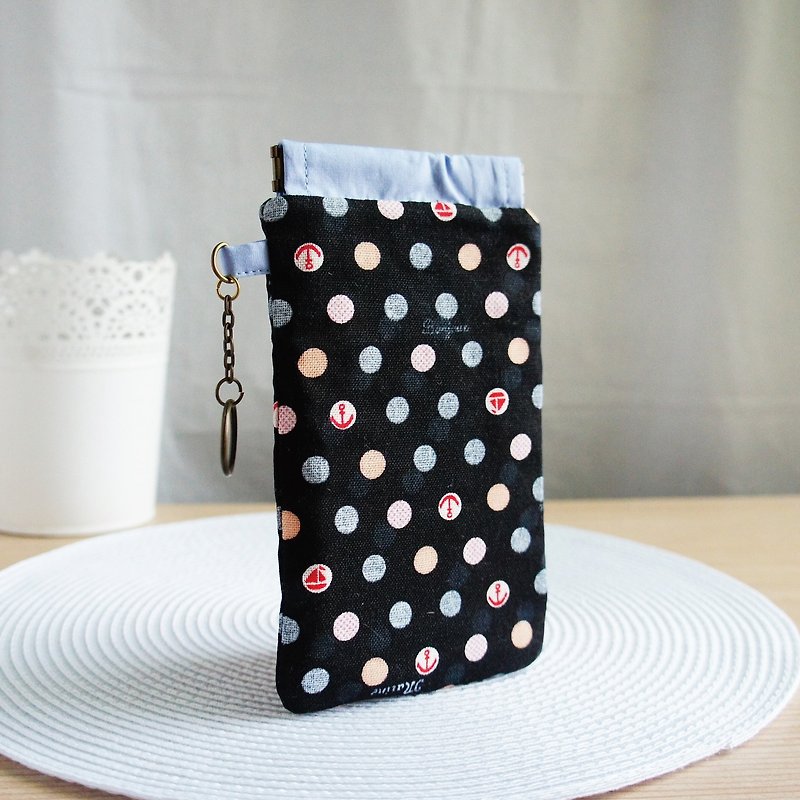 Lovely black color anchor anchor phone bag, pencil case, mobile phone pack, 5.5 inch mobile phone available - Phone Cases - Cotton & Hemp Black