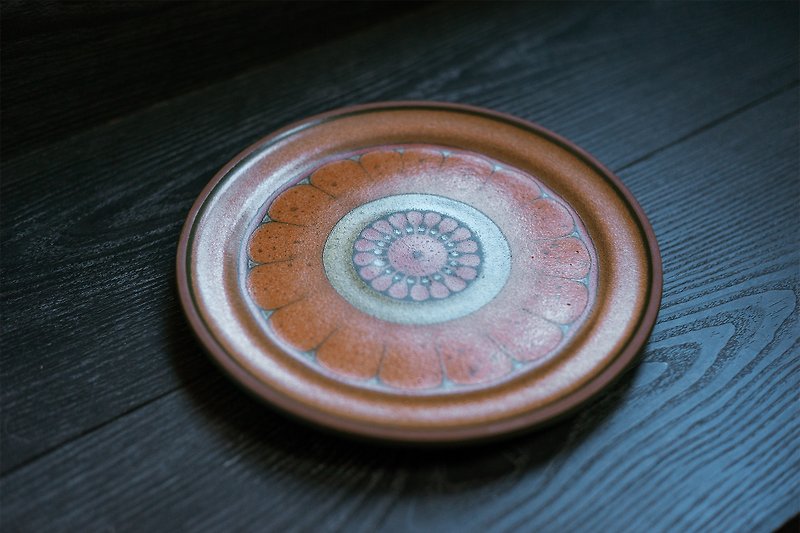 Germany KMK ー LIMA series antique hand-painted flower snack plate - Plates & Trays - Pottery Brown