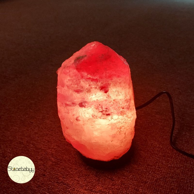 Himalayan rock salt lamp (you can adjust the light and darkness by yourself) - Lighting - Other Materials 