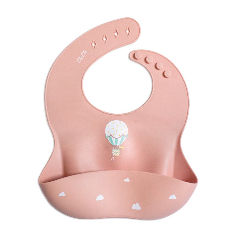 OleOle Hot Air Balloon Silicone Baby Bibs - ผ้ากันเปื้อน - ซิลิคอน สึชมพู