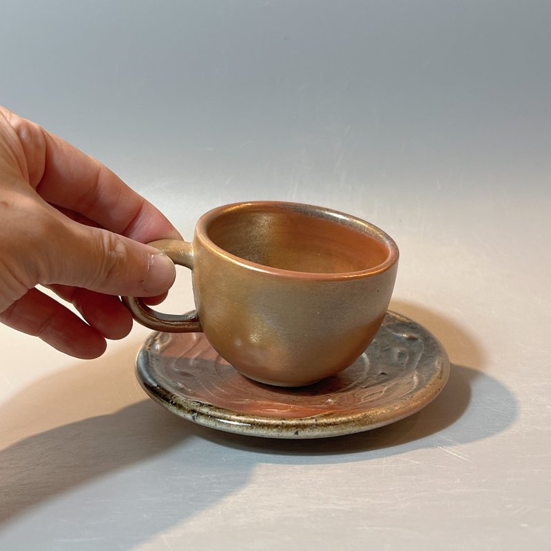 柴燒咖啡杯盤 / 100cc / 花茶杯盤  / 小平凡手作 - 茶壺/茶杯/茶具 - 陶 