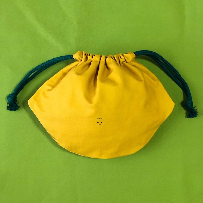 Lemon-kun purse - กระเป๋าเครื่องสำอาง - ผ้าฝ้าย/ผ้าลินิน สีเหลือง
