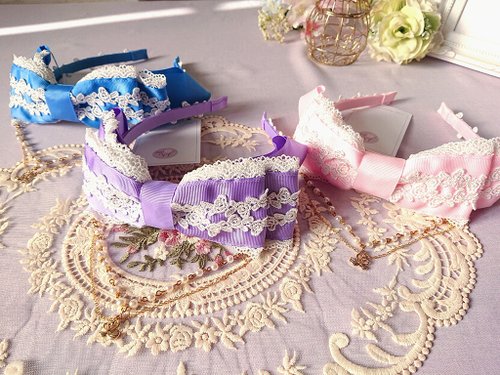 喵島服裝工作室 【貓の花嫁】天鵝戀鍊垂耳蝴蝶結髮箍丨甜美蘿莉塔Lolita