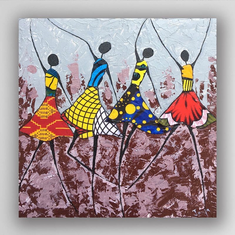 【U338 FEELING-15 Jenifa】非洲藝術空運來台/30x30cm - 海報/掛畫/掛布 - 其他材質 