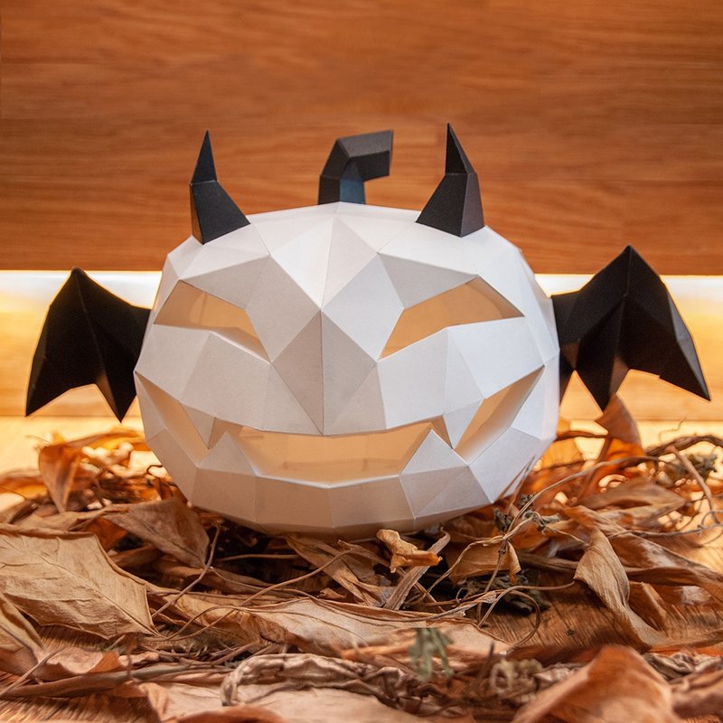 DIY手作3D紙模型擺飾 禮物 萬聖節 節慶系列 - 惡魔南瓜 - 公仔/玩偶 - 紙 黑色