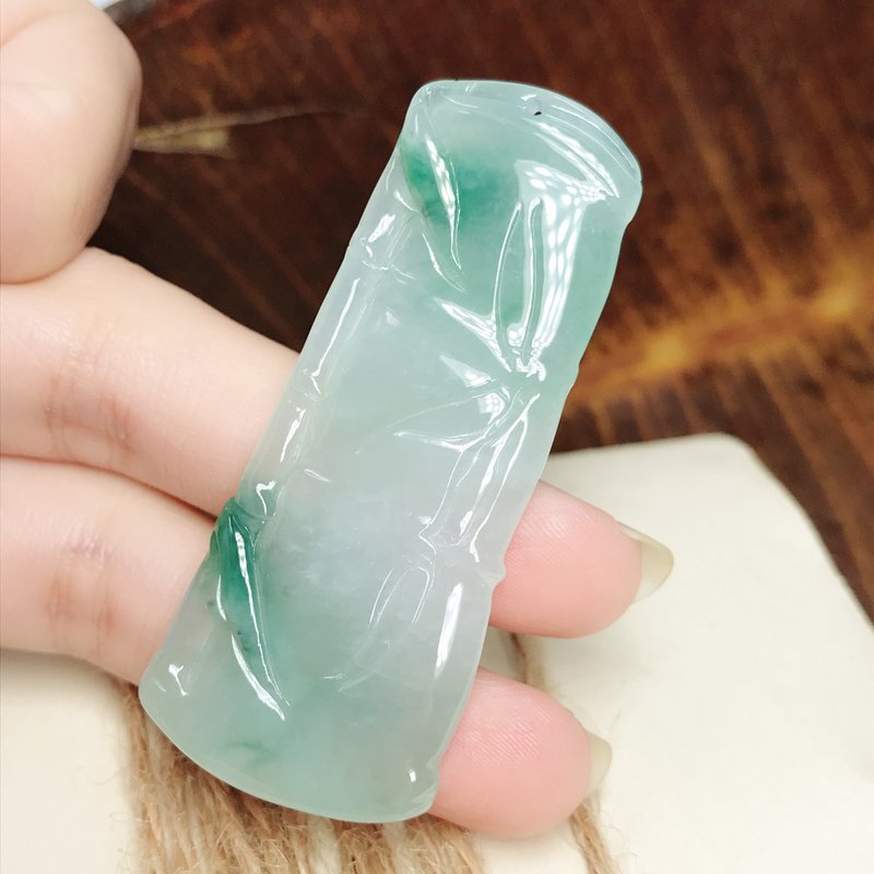 冰飄藍花翡翠節節高升 | 天然緬甸玉A貨翡翠 | 送禮 - 吊飾/掛飾 - 玉石 多色