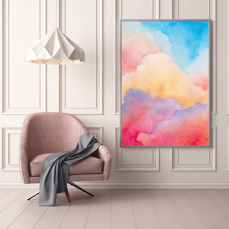 【Pink Cloud】Limited Edition Watercolor Print. Fantasy Sky Minimalist Wall Art. - โปสเตอร์ - กระดาษ 