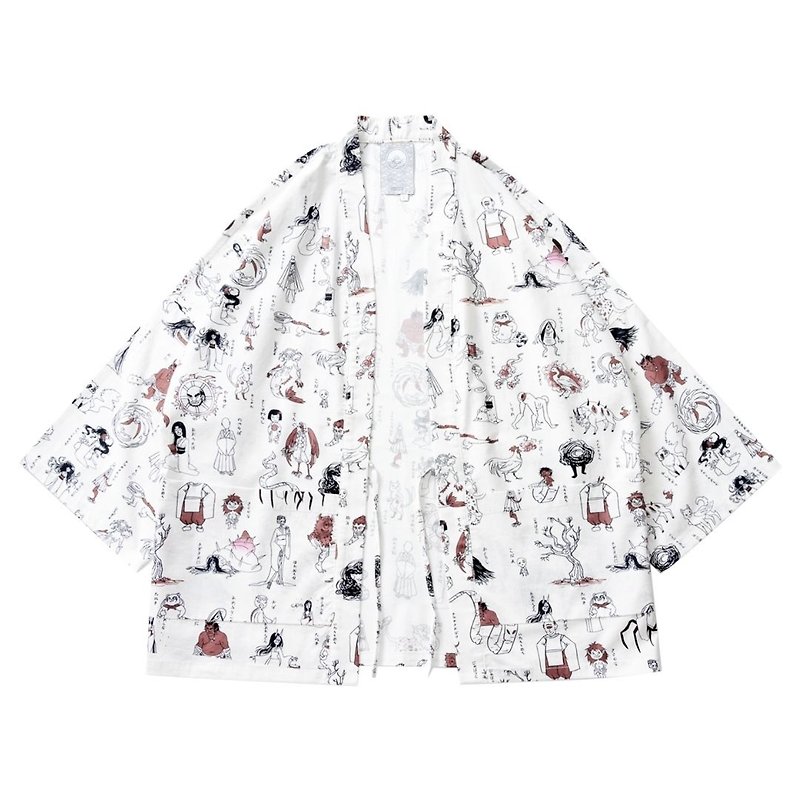 S-CrestTaiwan | Japanese-Style Handmade Kimono Jacket: Hyakki nocturnal - Men's Coats & Jackets - Cotton & Hemp 