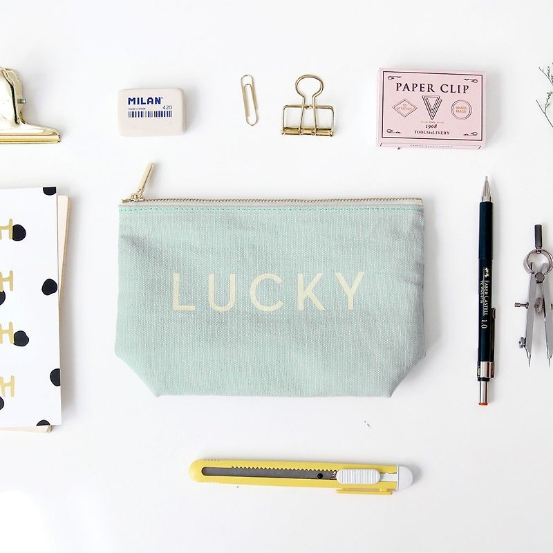 Dessin x GMZ- luck letter Storage Universal bag - light green mint, GMZ02698 - Toiletry Bags & Pouches - Other Materials Green