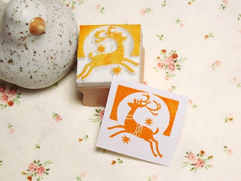 Apu handmade chapter jumping deer seal winter Christmas application - Stamps & Stamp Pads - Rubber 