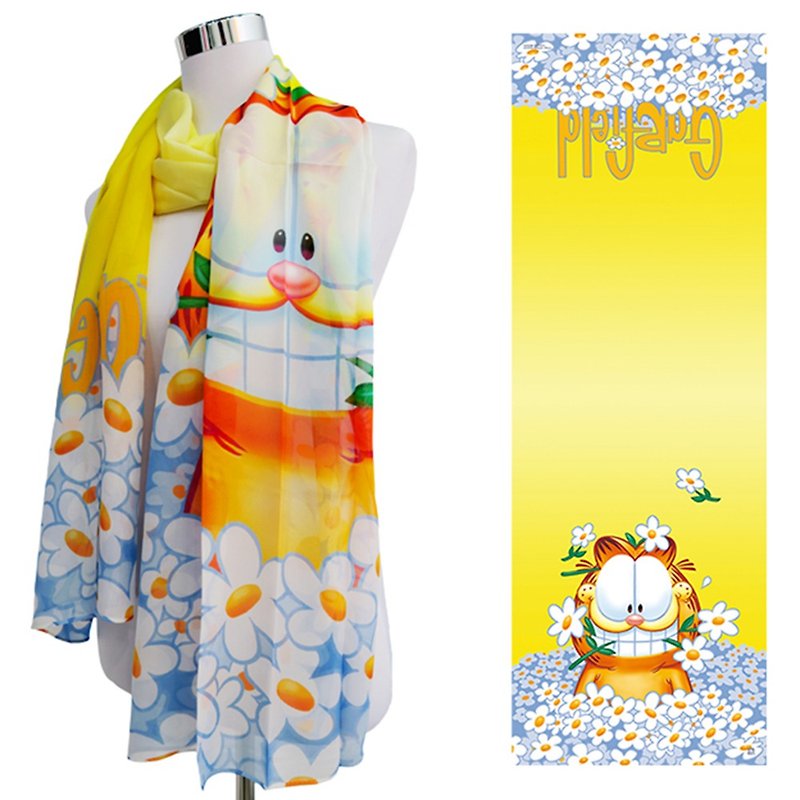 Garfield x Artify me chiffon silk scarf - daisy - Scarves - Silk Yellow