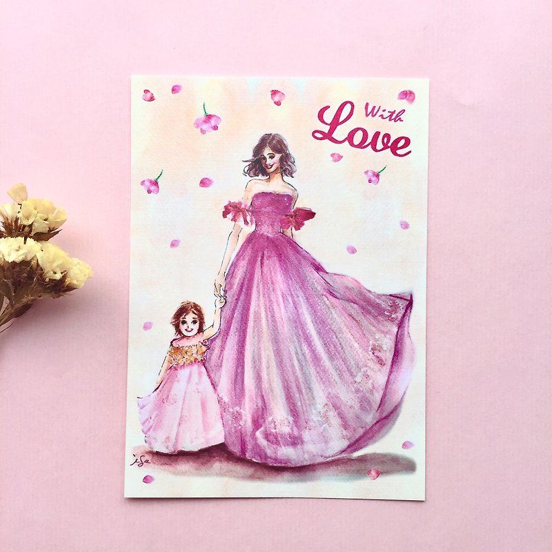 fashion illustration postcard with love - Cards & Postcards - Paper Pink