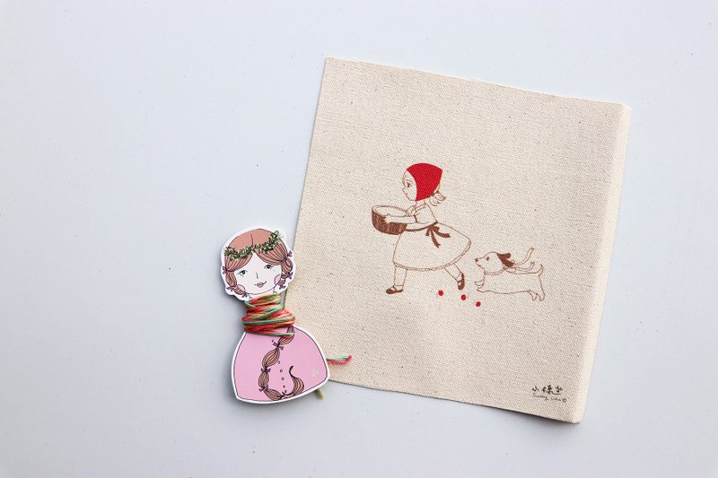 小紅帽 插畫刺繡材料包 - 編織/刺繡/羊毛氈/縫紉 - 棉．麻 