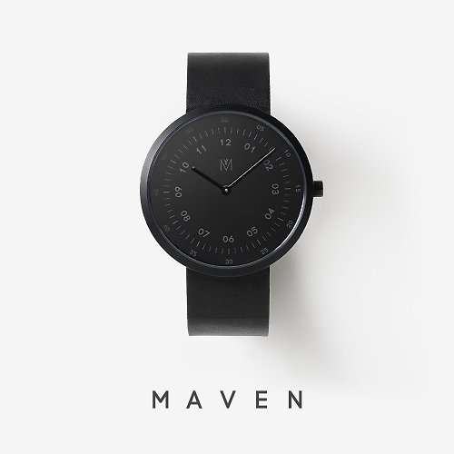 Maven Watches 台灣官方店 Shadow 40mm 黑色意大利皮帶 瑞士機芯 藍寶石防花玻璃