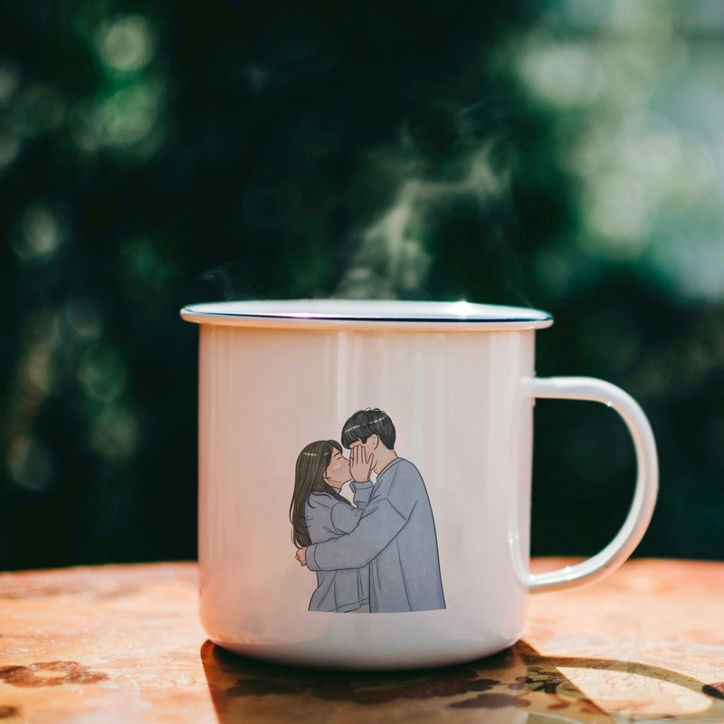 客製化 搪瓷杯 露營杯 結婚對杯 情侶對杯 可來圖印製 - 咖啡杯/馬克杯 - 琺瑯 多色