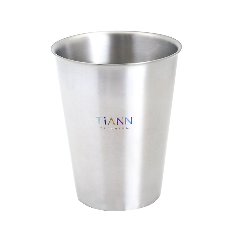 雙層鈦杯保溫保冰│純鈦咖啡杯 330ml 原色 (贈無毒矽膠杯蓋) - 咖啡杯 - 其他金屬 銀色