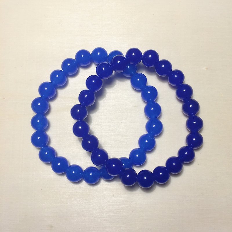 Royal blue/dark blue jade bracelet - สร้อยข้อมือ - หยก สีน้ำเงิน