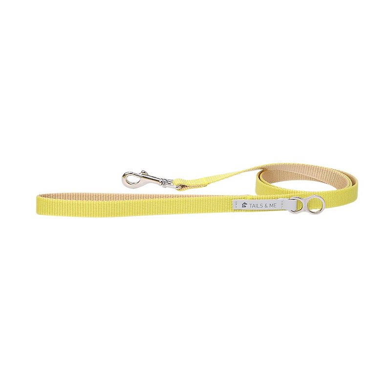 [Tail and me] Classic nylon belt leash yellow / khaki M - ปลอกคอ - ไนลอน 