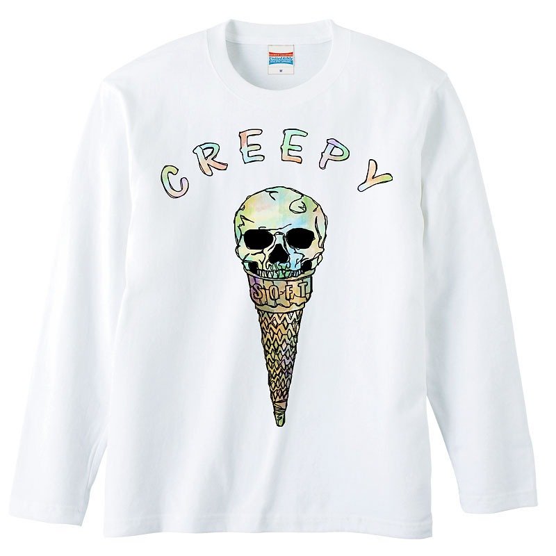 ロングスリーブTシャツ / Creepy ice cream - Tシャツ メンズ - コットン・麻 ホワイト