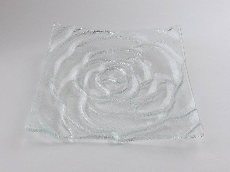 Kew rose glass plate square 20x20cm-95015 - Small Plates & Saucers - Glass 
