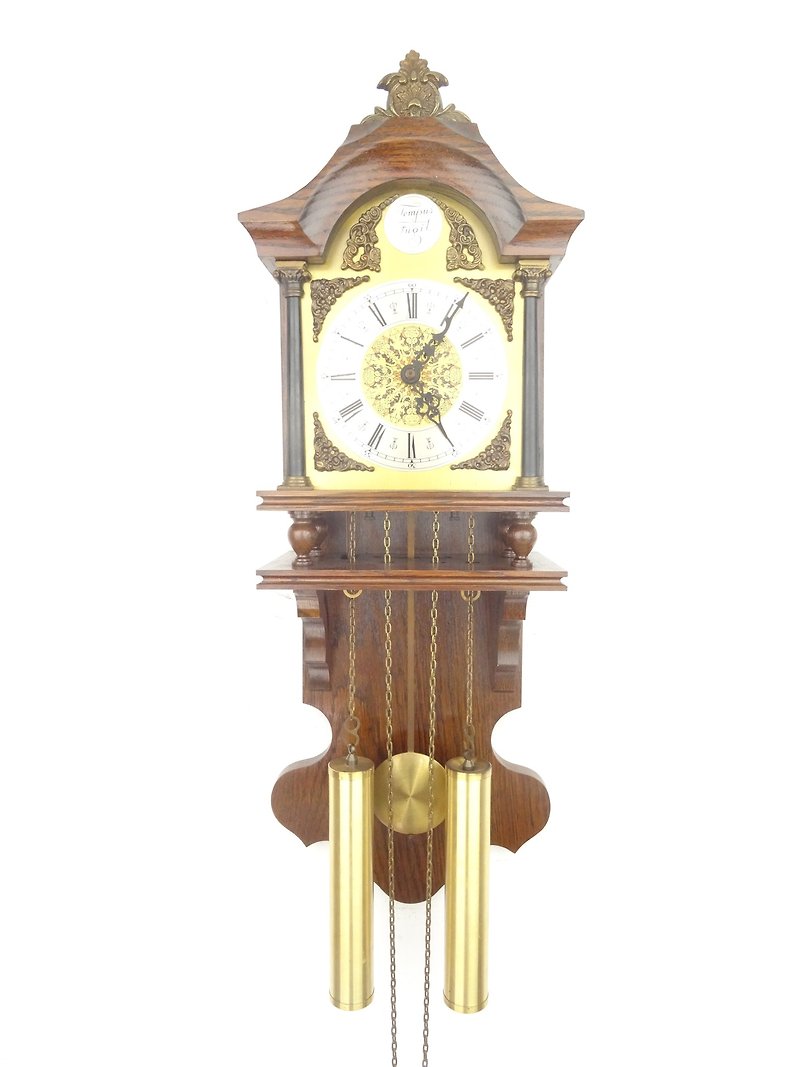 アンティーク ヴィンテージ オランダ 掛け時計 8日 (ウォーミンク ウーバ ユンハンス時代) - 時計 - 木製 ブラウン