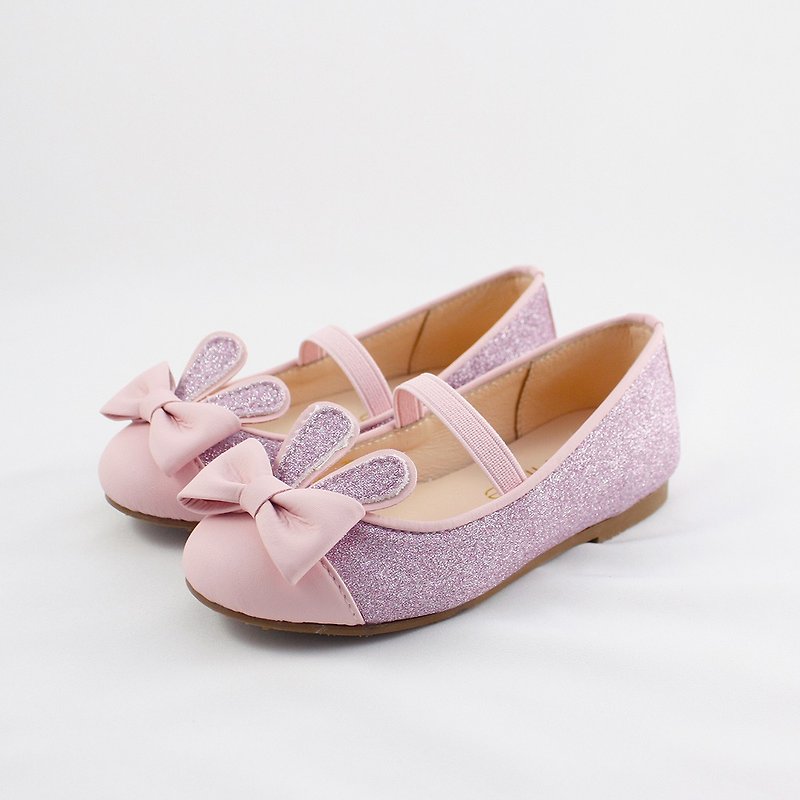 ウサギジャンプ女の子人形靴 - シャイニングパウダー - キッズシューズ - 革 ピンク