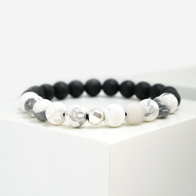 VSNS | Tai Chi-White Turquoise Natural Stone Black and White Beaded Couple Bracelets Men and Women Bracelets Jewelry - Bracelets - Semi-Precious Stones White
