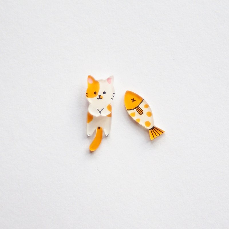 [Forest horn] Domestic shorthair king orange cat earrings / ear clip - ต่างหู - วัสดุอื่นๆ 