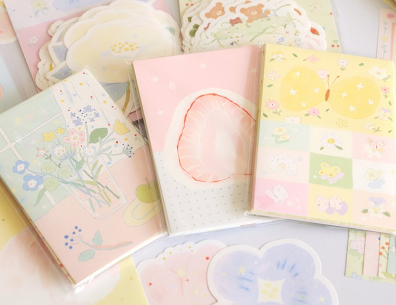 vol.8 【花園裡的甜品店】可愛治癒便簽本/鹽系 - 筆記本/手帳 - 紙 多色