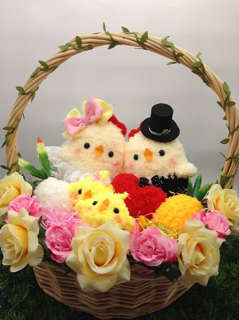 Cute wool braided road chicken doll wedding engagement wedding small wedding supplies - Items for Display - Polyester White