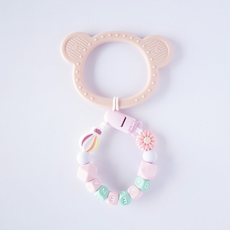 queena Daisy Hot Air Balloon Coral Pink Bear Teeth Fixer/Customized Pacifier Chain - Kids' Toys - Other Materials Multicolor