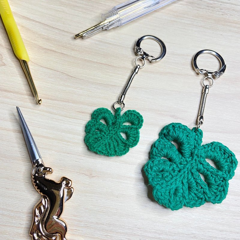 Plant sense handmade turtle back taro key ring / crochet / can be customized 【Dianhua Coupon】 - Keychains - Polyester Green