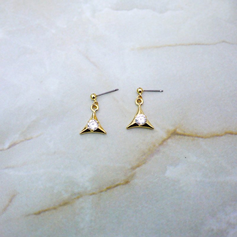 Simple geometric design earrings - Earrings & Clip-ons - Other Metals White