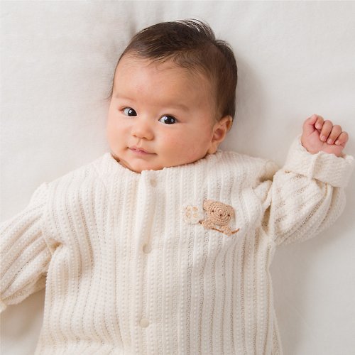 Baby Organics育兒良品 【日本Amorosa Mamma有機棉】嬰兒針織外套(小熊刺繡)