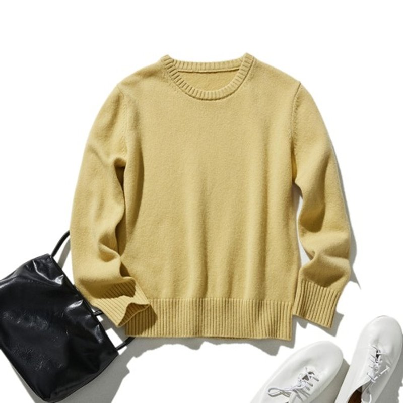 A sweater pullover made from 100% merino wool that you'll want to wear every day, in yellow 231102-2 - Women's Tops - Wool 