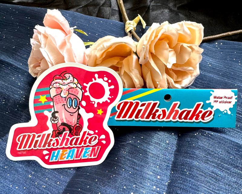 快餐系列行李貼- 奶昔 - 貼紙 - 紙 粉紅色