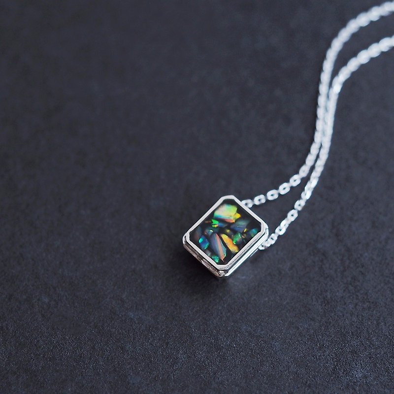 Opal galaxy necklace Silver 925 - สร้อยคอ - โลหะ หลากหลายสี