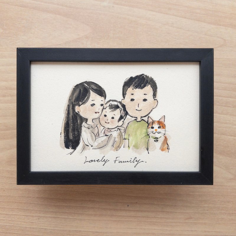 【Cute Art】Minimalist Style Portrait Illustration (with Frame) Like Yanhui Customer-made Painting Birthday Gift - ภาพวาดบุคคล - กระดาษ 