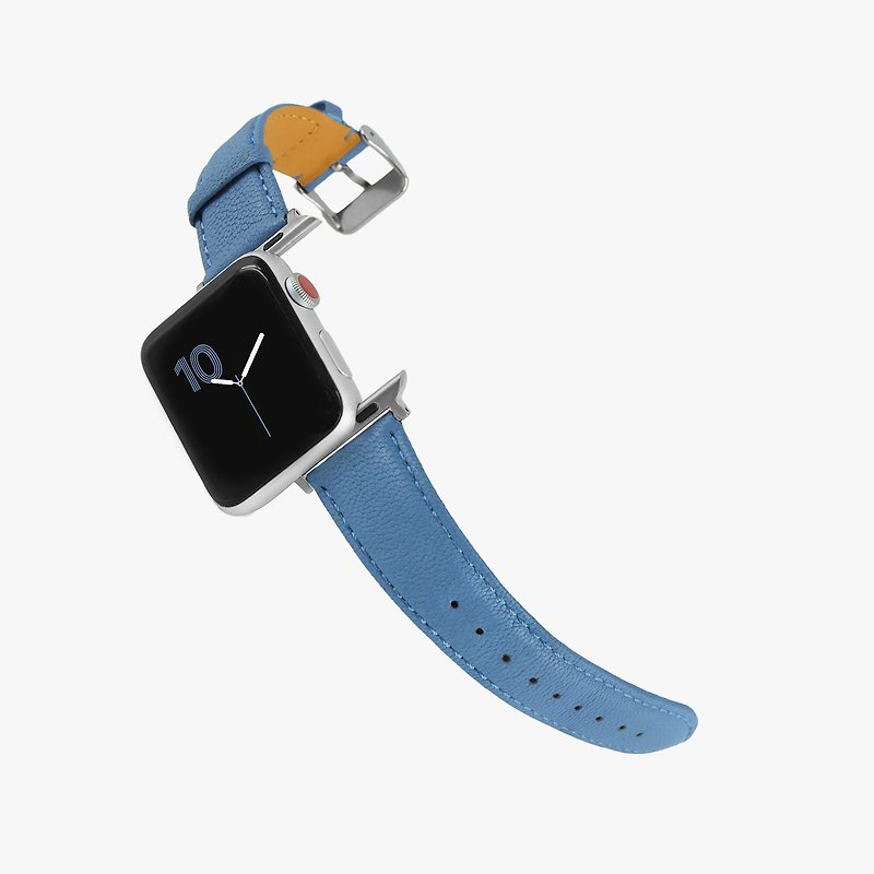 Italian Chèvre Leather Apple Watch Bands (for Series 1 2 3 4 5 6 SE) - Soda - สายนาฬิกา - หนังแท้ สีน้ำเงิน